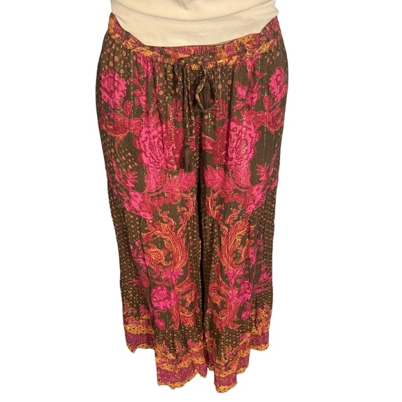 Intimately Free People Pink and Brown Metallic Wide Leg Boho Pants - Picture 5 of 10